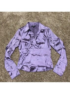 BCX Lavender Satin Collared Blouse